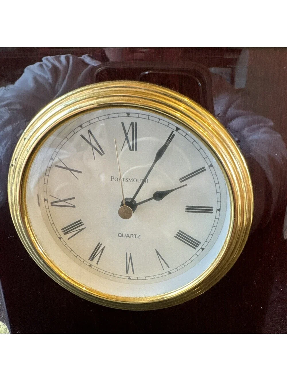 Vintage Portsmouth Hardwood Mantle Desk Clock. Tested! Works Perfectly